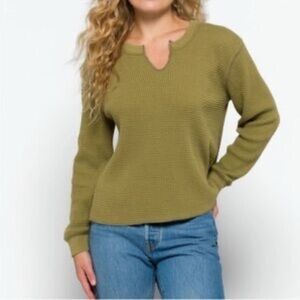 Madewell Olive Waffle Knit Top Size XS